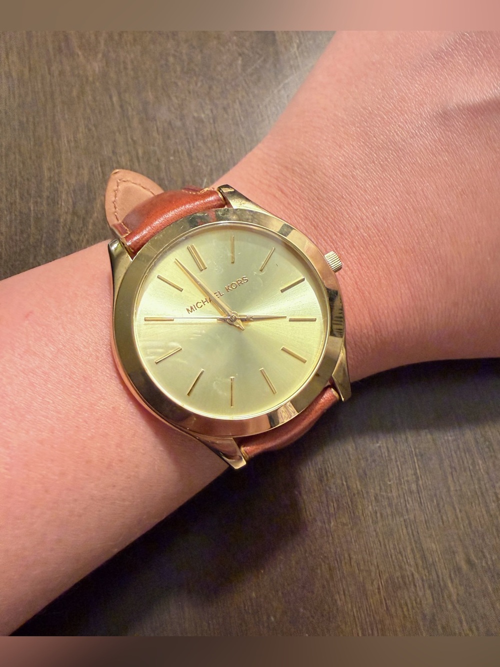Michael Kors Unisex Brown Leather Strap Watch